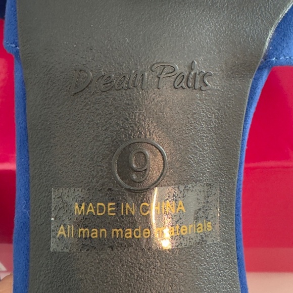 Dream Pairs NIB NWT Oppointed Ankle Cobalt Blue Suede Ankle Strap Heels Sz 9 - Picture 10 of 12